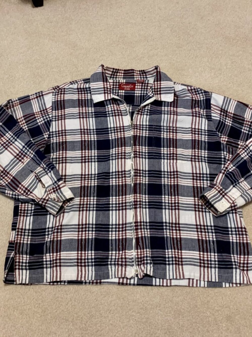 Company One Womens 3XL Plaid Zippered Cotton Top